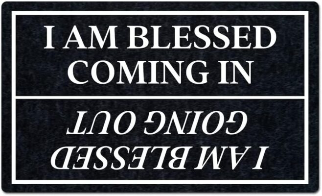 I am Blessed Coming in I am Blessed Going Out Home Funny Welcome Decoration Doormat Entrance Way Non-Slip Door Mats Front 16x24 inch
