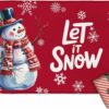 Christmas Entrance Floor Mat Snowman Red Scarf Snowflake Welcome Doormat Snowy Red Non Slip Entry Rugs for Bathroom Kitchen Home Front Decor 16x24inch