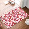 Libaoge Entrance Way Doormat for Bathroom/Kithchen/Bedroom Valentines Romantic Pink Red Love Heart Pattern Non-Slip Rug Welcom Floor Mat for Office/Dormitory/Front Door 16x24inch